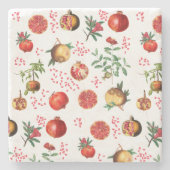 Waterverf Pomegranate Mediterranean Fruit Pattern Stenen Onderzetter (Voorkant)