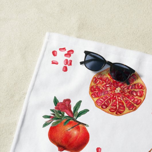 Waterverf Pomegranate Mediterranean Fruit Pattern Strandlaken (In situ)