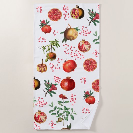 Waterverf Pomegranate Mediterranean Fruit Pattern Strandlaken (Voorkant)
