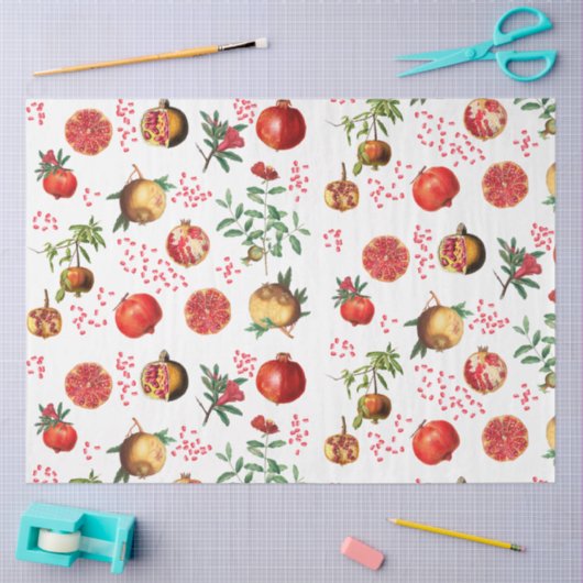 Waterverf Pomegranate Mediterranean Fruit Pattern Tissuepapier (Craft)