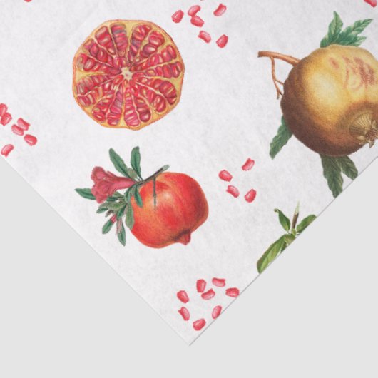 Waterverf Pomegranate Mediterranean Fruit Pattern Tissuepapier (Detail)