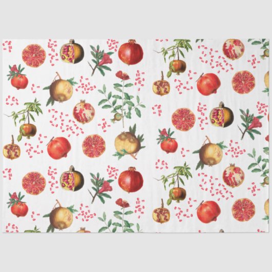 Waterverf Pomegranate Mediterranean Fruit Pattern Tissuepapier (Voorkant)
