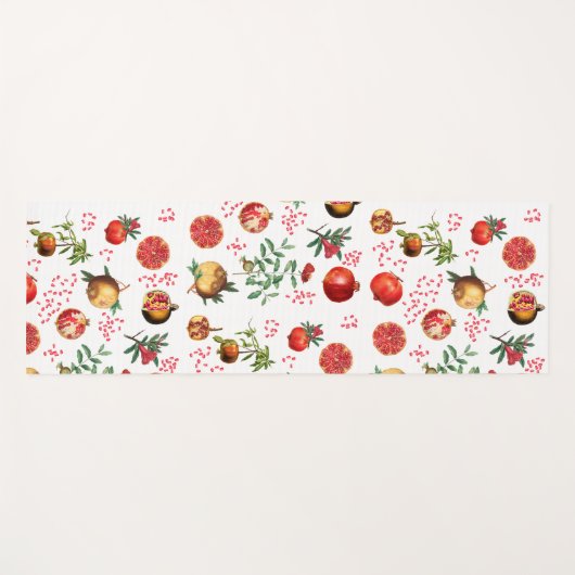 Waterverf Pomegranate Mediterranean Fruit Pattern Yogamat (Voorkant (horizontaal))