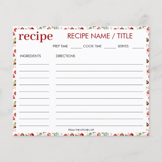 Waterverf Pomegranate Mediterranean Recipe Kaart (Voorkant)