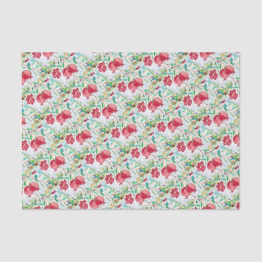 Waterverf Pomegranate red Fruit Pattern  Tissuepapier (Voorkant)