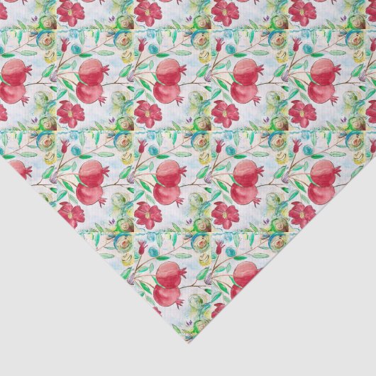Waterverf Pomegranate red Fruit Pattern  Tissuepapier (Detail)