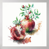 Waterverf Pomegranates Poster (Voorkant)