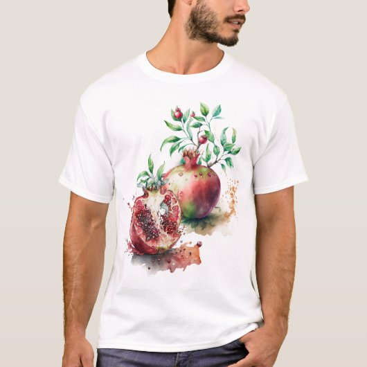 Waterverf Pomegranates T-shirt (Voorkant)