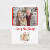 Waterverf Pomeraniaanse illustratie Vrolijk Kerstf Kaart (Voorkant)