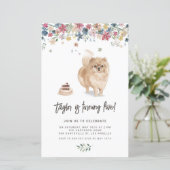 Waterverf Pomeranian Dog Birthday Invitation (Staand voorkant)