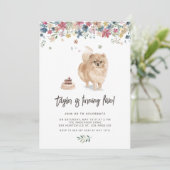  Waterverf Pomeranian Dog Birthday Party Kaart (Staand voorkant)