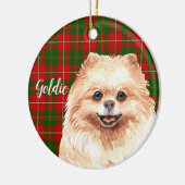 Waterverf pomeranian gepersonaliseerd keramisch ornament (Links)