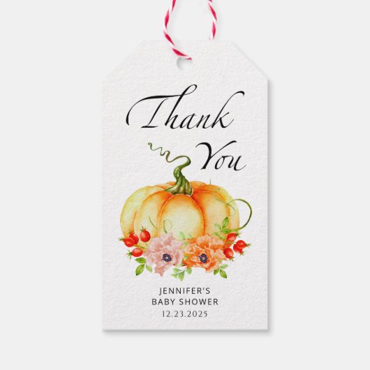 Waterverf pomkin herfst bedankt cadeaulabel (Achterkant)