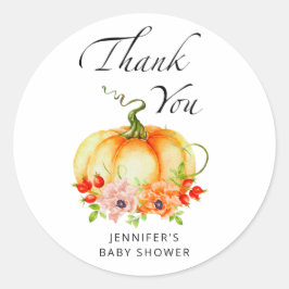 Waterverf pomkin herfst bedankt ronde sticker