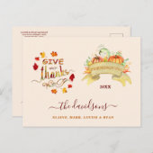 Waterverf pomkins geeft Bedankt Freindsgiving Briefkaart (Voorkant / Achterkant)