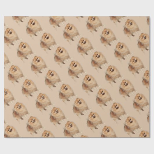 Waterverf Pommeren Dog Pet Animal Cadeaupapier (Vlak)