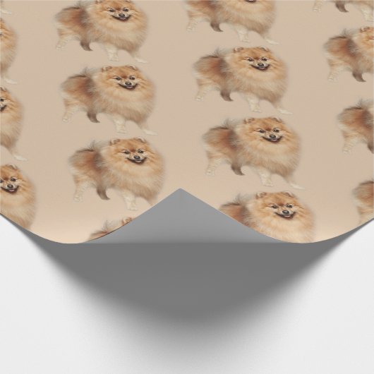 Waterverf Pommeren Dog Pet Animal Cadeaupapier (Hoek)