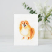 Waterverf Pommeren hond. Briefkaart (Staand voorkant)