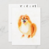 Waterverf Pommeren hond. Briefkaart (Voorkant / Achterkant)
