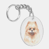 Waterverf Pommeren Sleutelhanger (Voorkant Links)