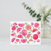 Waterverf pompelmoes briefkaart (Staand voorkant)