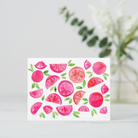 Waterverf pompelmoes briefkaart (Staand voorkant)