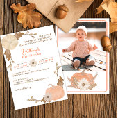 Waterverf pompoen 1e verjaardag uitnodigen kaart