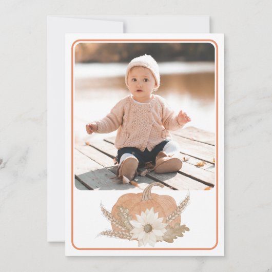 Waterverf pompoen 1e verjaardag uitnodigen kaart (Achterkant)