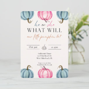 Waterverf pompoen Baby Geslacht onthullen Herfst Kaart