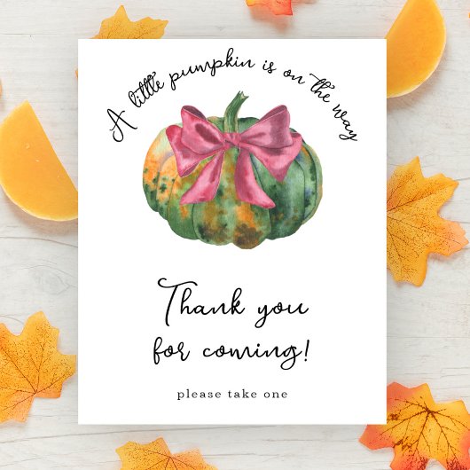 Waterverf pompoen baby shower - Dank u Poster