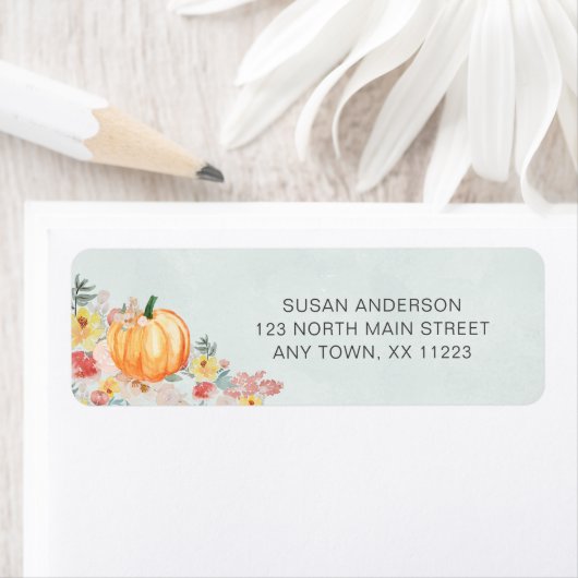 Waterverf pompoen baby shower etiket (Insitu)