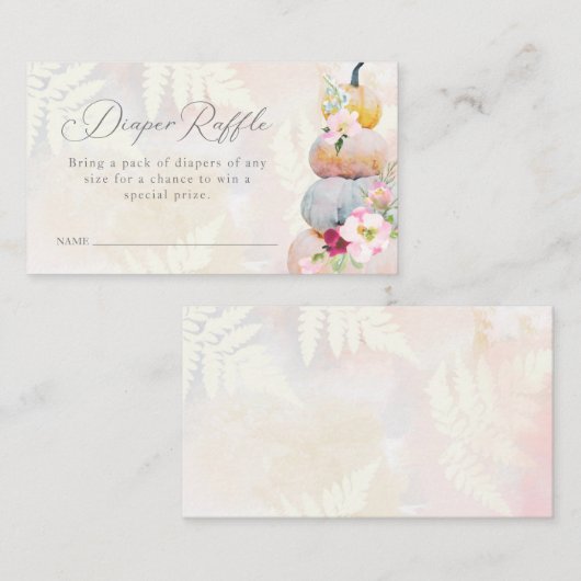 Waterverf pompoen Baby shower luierraffle Informatiekaartje (Voorkant / Achterkant)