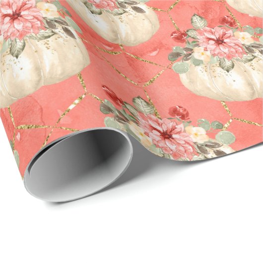 Waterverf pompoen Baby shower verjaardagsgunsten Cadeaupapier (Rol Hoek)