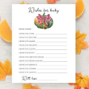 Waterverf pompoen baby shower - wensen voor baby