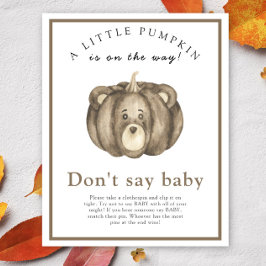 Waterverf pompoen baby shower - Zeg niet baby Poster
