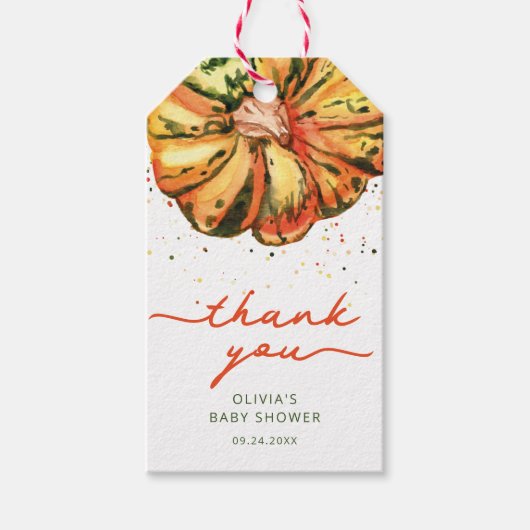 Waterverf pompoen bedankt label cadeaulabel (Voorkant)