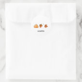 Waterverf Pompoen, Blad en Eikel Herfst Ronde Sticker (Tas)