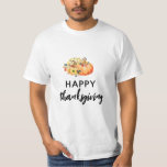 waterverf pompoen blij Thanksgiving T-shirt<br><div class="desc">Happy Thanksgiving vakantie met waterverf herfst bloemenpompoenen ontwerp.</div>