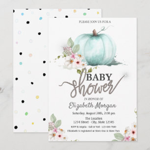 Waterverf Pompoen Bloemen Gestippelde Baby Shower Kaart