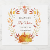 Waterverf Pompoen Bloemen Likeurfles Etiket (Enkel label)