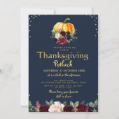 Waterverf pompoen bloemige Thanksgiving potluck Kaart (Voorkant)