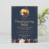 Waterverf pompoen bloemige Thanksgiving potluck Kaart (Staand voorkant)