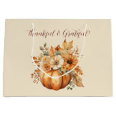 Waterverf pompoen bloemontwerp- dankbaar groot cadeauzakje (Voorkant)