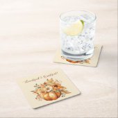 Waterverf pompoen bloemontwerp- kartonnen onderzetters (Insitu)