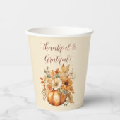 Waterverf pompoen bloemontwerp- papieren bekers (Voorkant)