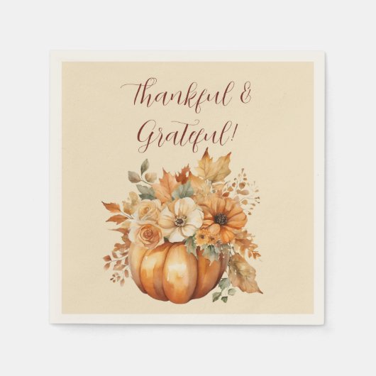 Waterverf pompoen bloemontwerp- servet (Voorkant)