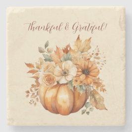 Waterverf pompoen bloemontwerp- stenen onderzetter