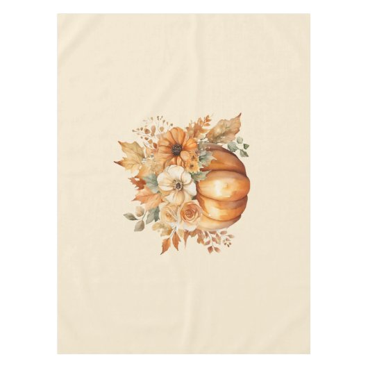 Waterverf pompoen bloemontwerp- tafelkleed (Voorkant)