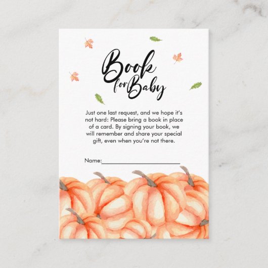 Waterverf Pompoen Boeken voor Baby Halloween Herfs Informatiekaartje (Voorkant)
