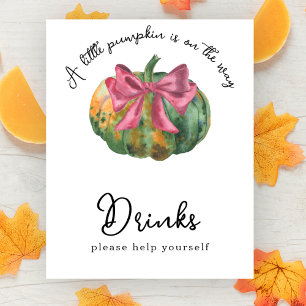 Waterverf pompoen boog baby shower drankjes poster